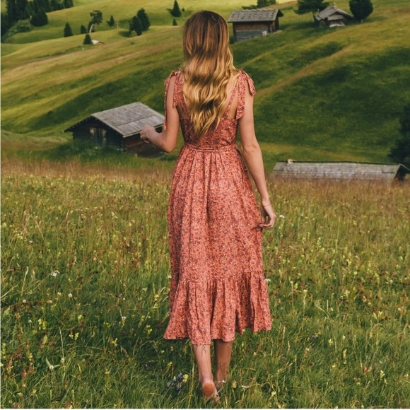 J Crew Peasant Cottagecore Ditsy Floral Maxi Long Dress Pink Sweetheart Coquette - Picture 17 of 17